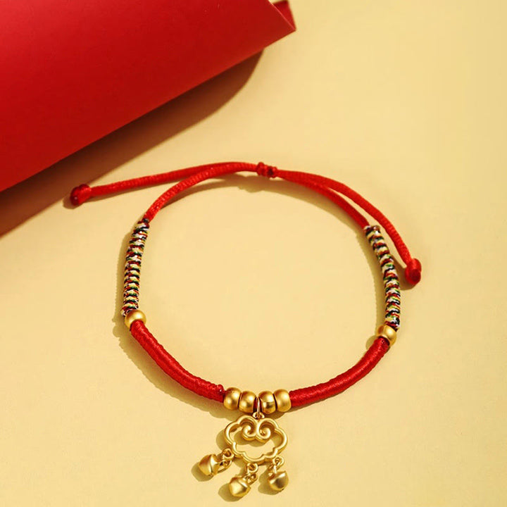 Buddha Stones Metal Ruyi Longevity Lock Red String Blessing Luck Adjustable Cats Small Dogs Pet Collar - image 2