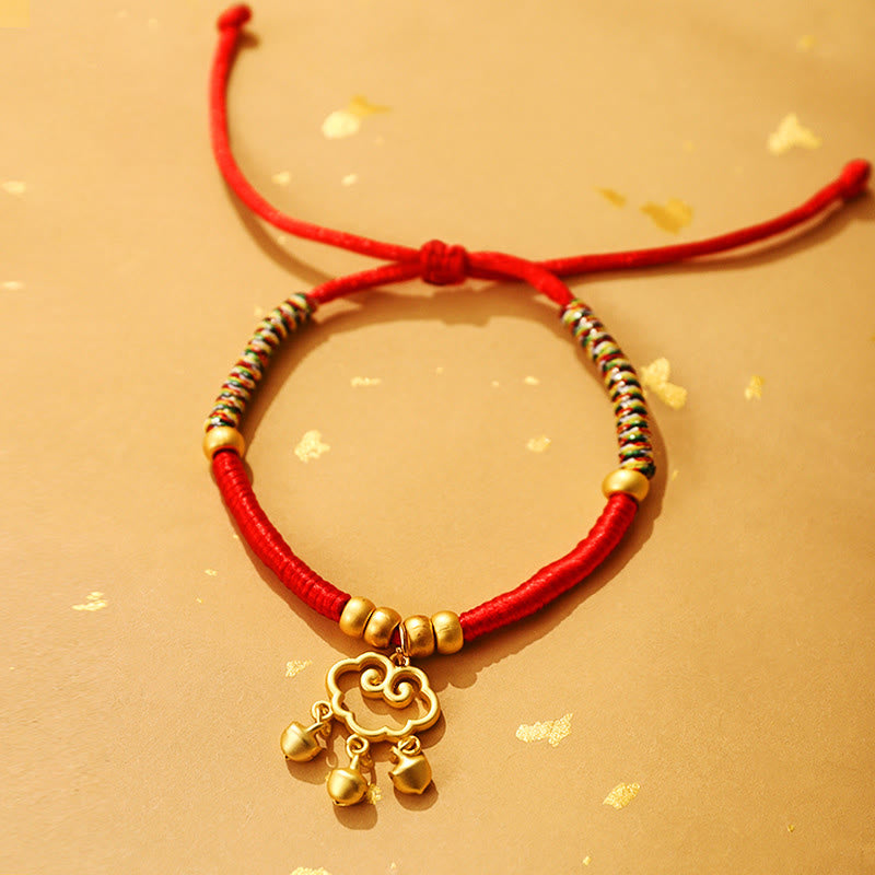 Buddha Stones Metal Ruyi Longevity Lock Red String Blessing Luck Adjustable Cats Small Dogs Pet Collar - image 1