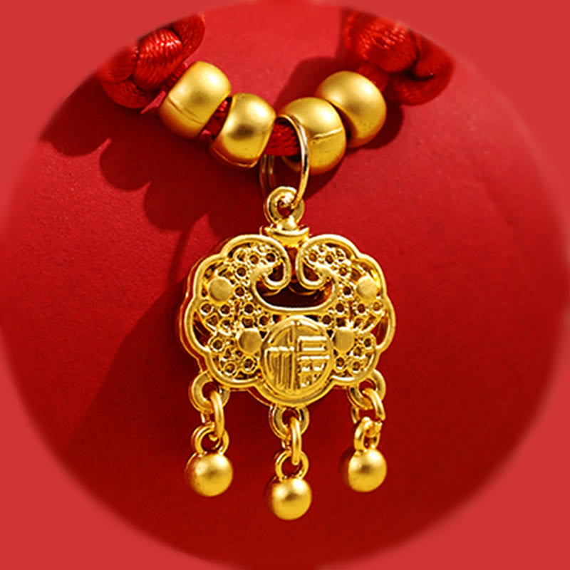 Buddha Stones Metal Ruyi Longevity Lock Red String Blessing Luck Adjustable Cats Small Dogs Pet Collar - image 11
