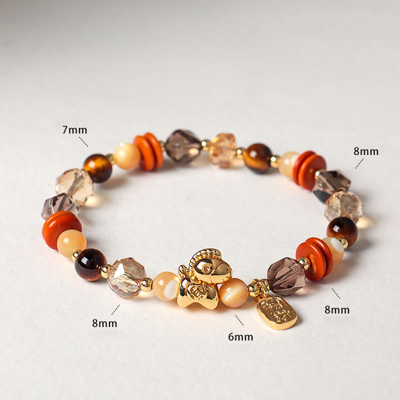 Buddha Stones Tiger Eye Ice Obsidian Pearl Year Of The Horse Lucky Fortune Prosperity Bracelet - image 2