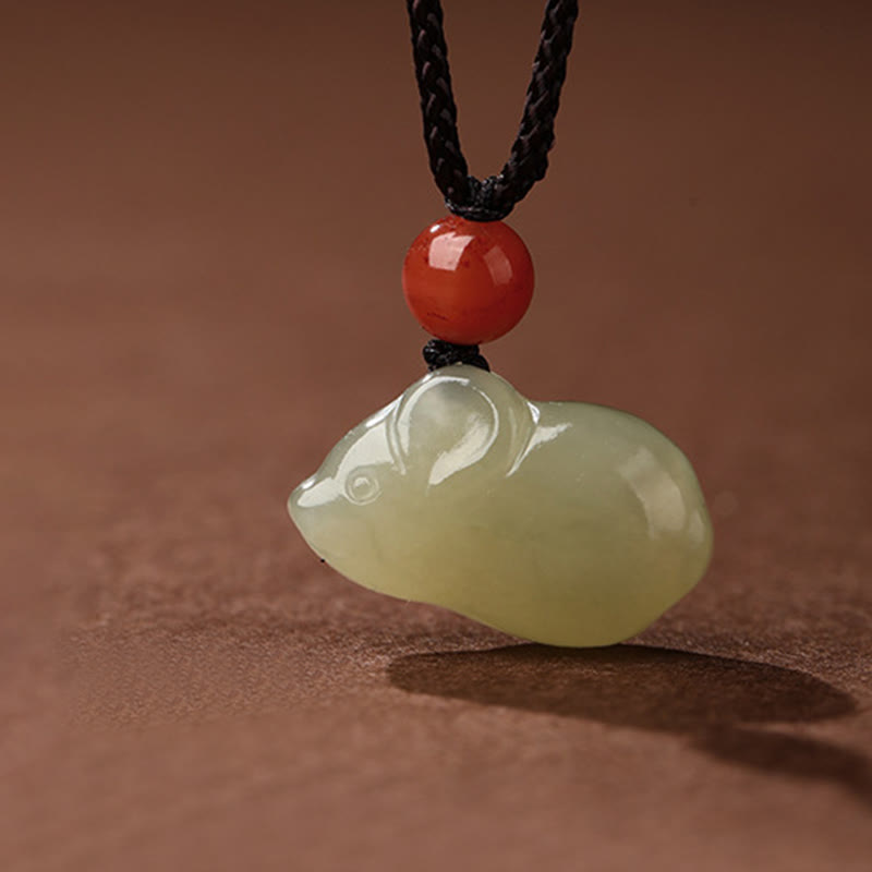 Buddha Stones Chinese Zodiac Year Of The Horse Jade South Red Agate Prosperity Necklace Pendants - Rat - image 6