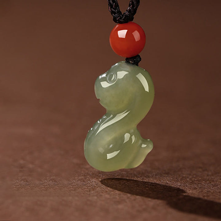 Buddha Stones Chinese Zodiac Year Of The Horse Jade South Red Agate Prosperity Necklace Pendants - Snake - image 21