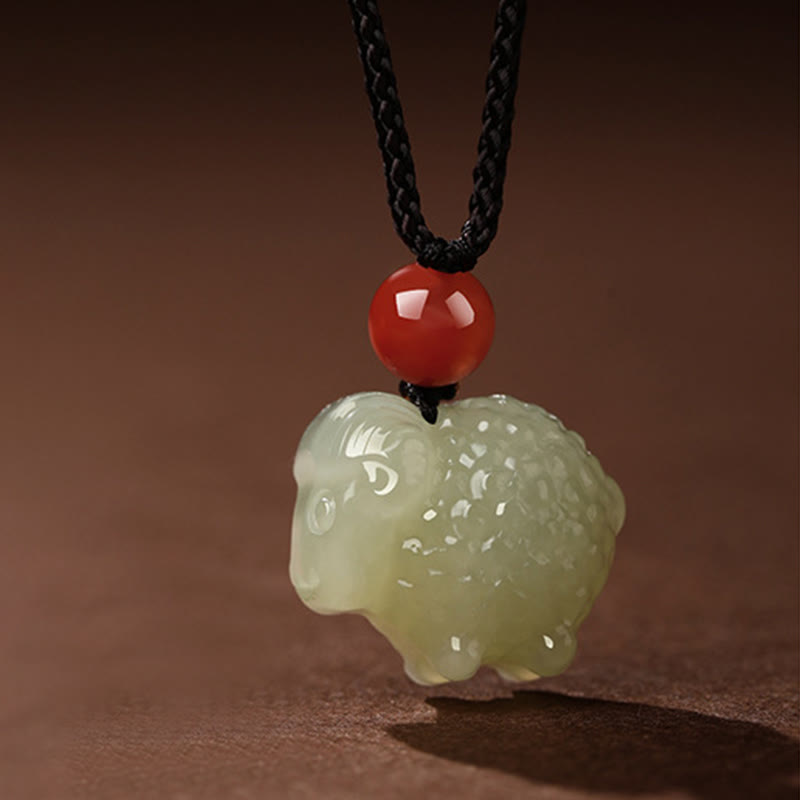 Buddha Stones Chinese Zodiac Year Of The Horse Jade South Red Agate Prosperity Necklace Pendants - Goat - image 23