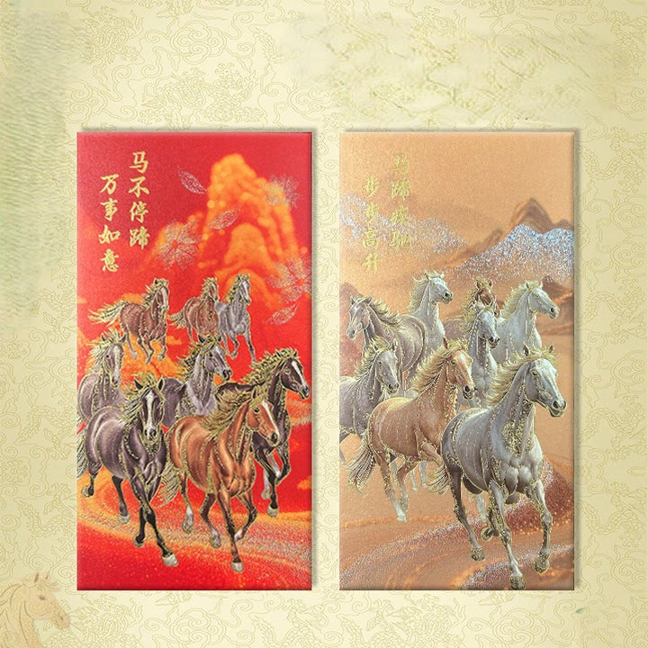Buddha Stones 6pcs Multi-Color Chinese Red Envelope Get Rich Year Of The Horse 2026 New Year - 6Pcs Galloping Towards Success - image 7