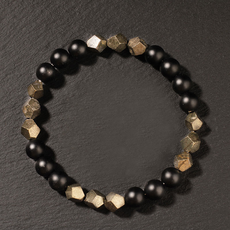 Buddha Stones Pyrite Frosted Stone Confidence Balance Bracelet - Pyrite Frosted Stone(Wrist Circumference:15-16 cm) - image 0