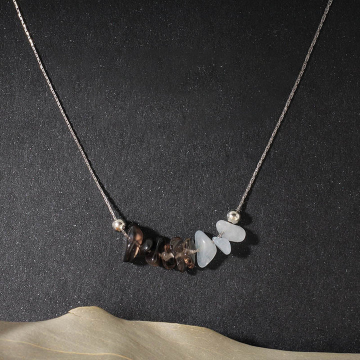 Buddha Stones Black Obsidian Smoky Quartz Garnet Aquamarine Strawberry Quartz Pink Crystal Strength Necklace Pendant - Black Obsidian Smoky Quartz Aquamarine - image 0