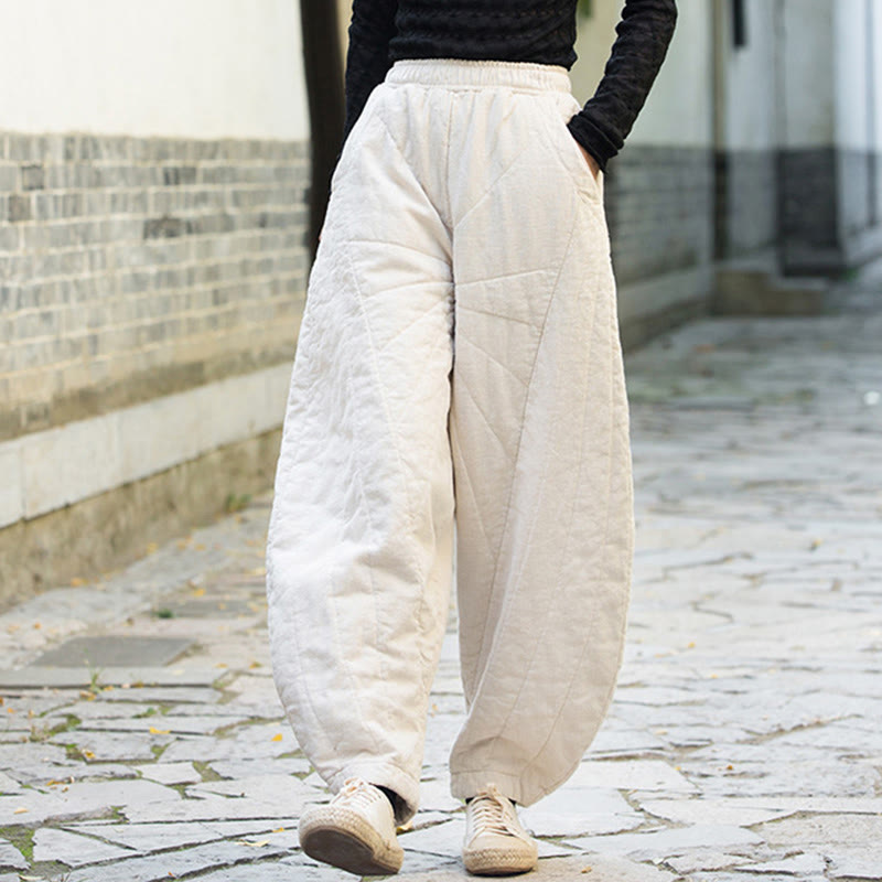 Buddha Stones Plain Cotton Thick Women's 7-8 Length Pants With Pockets - image 2