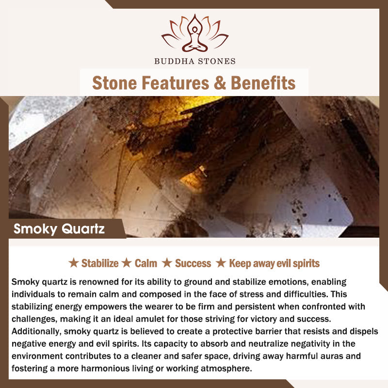 Buddha Stones Black Obsidian Smoky Quartz Garnet Aquamarine Strawberry Quartz Pink Crystal Strength Necklace Pendant - image 2