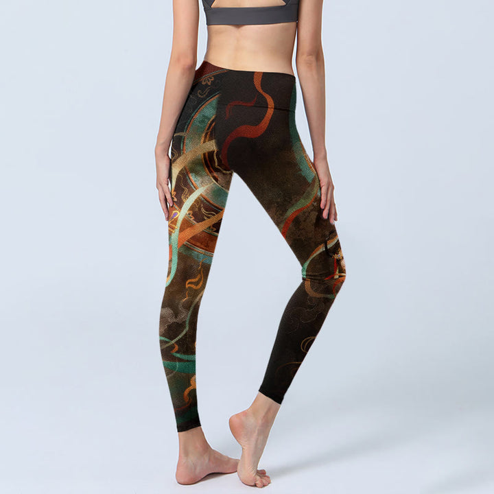 Buddha Stones Colorful Fairy Lute Ribbon Flower Circle Pattern Print Gym Leggings Women's Yoga Pants - image 4