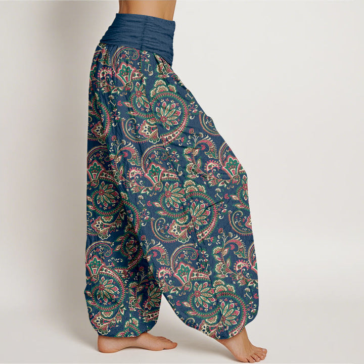 Buddha Stones Cotton Retro Complex Flowers Leaves Vine Pattern Women's Elastic Waist Harem Pants - image 10