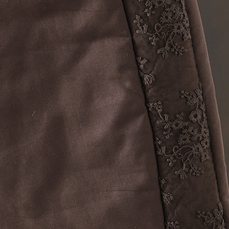 Buddha Stones Flower Pattern Cotton Polyester Embroidery Thick Women's Pants With Pockets - image 4