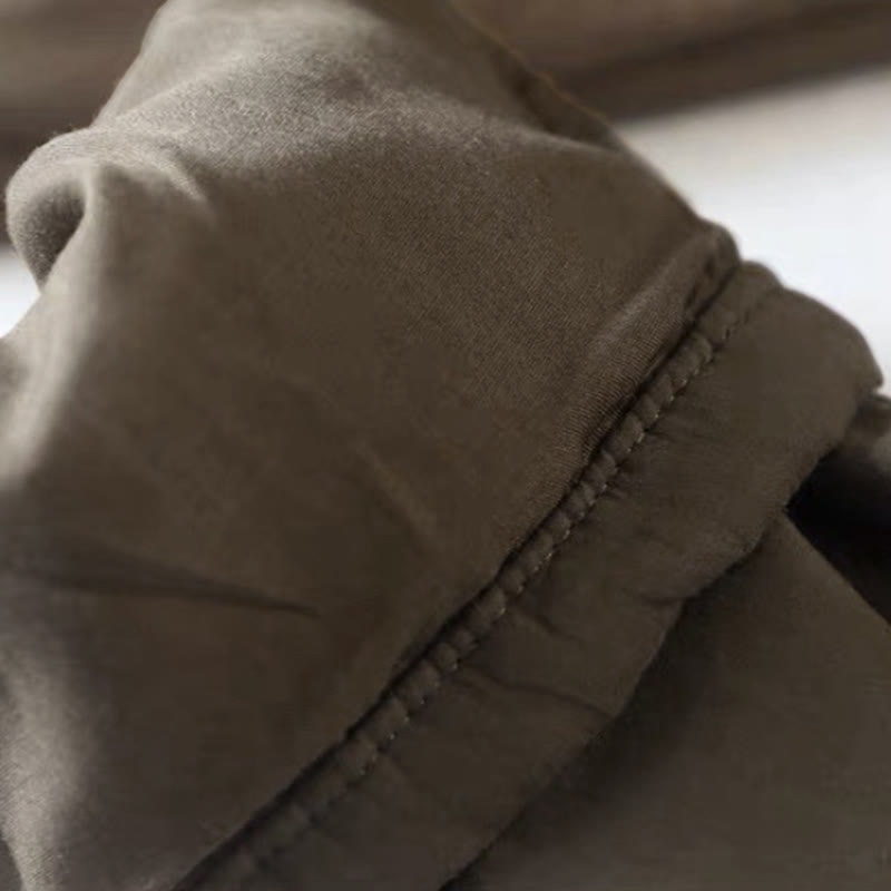 Buddha Stones Plain Color Blocking Cotton Polyester Thick Women's Pants With Pockets - image 6