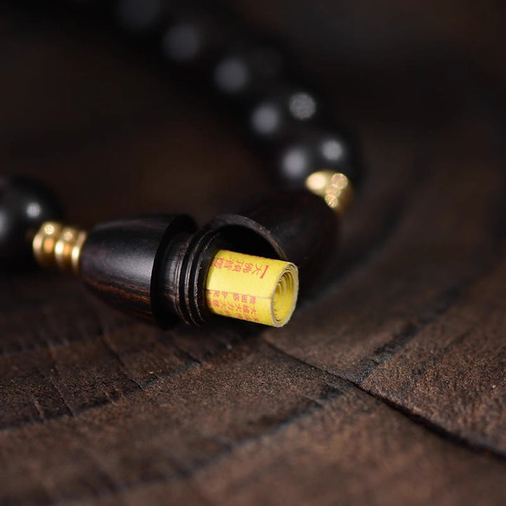 Buddha Stones Ebony Beads With Sutra Scroll Blessing Protection Bracelet - image 8