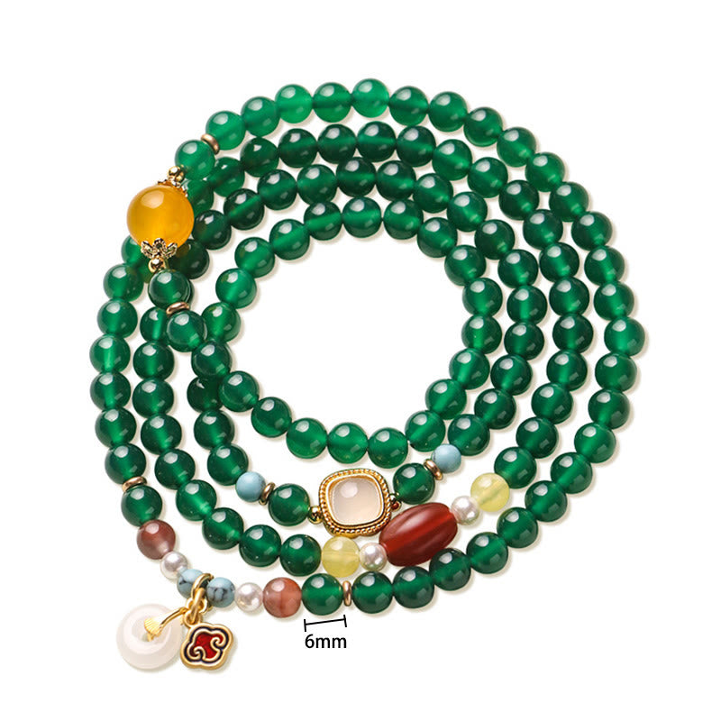 Buddha Stones Peace Buckle Green Agate Power Support Tibet Mala - image 11
