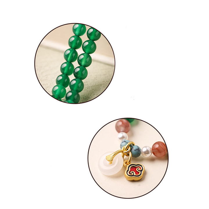 Buddha Stones Peace Buckle Green Agate Power Support Tibet Mala - image 12