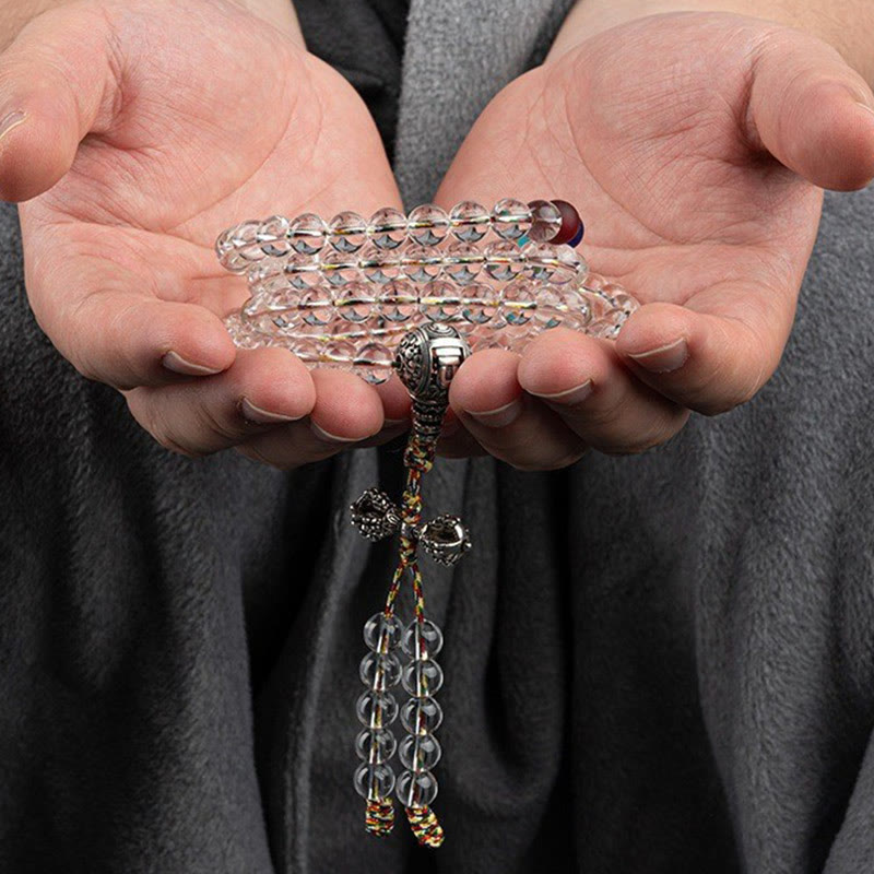 Buddha Stones Vajra Charm Liuli 108 Beads Spiritual Power Strength Mala - Liuli - image 1