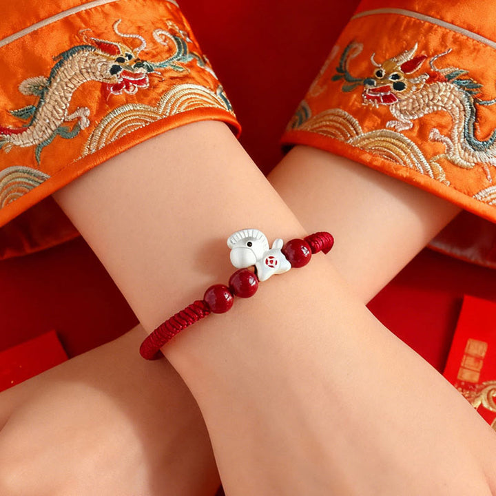 Buddha Stones Year of the Horse 999 Sterling Silver String Cinnabar Beads Braided Luck Bracelet - image 16