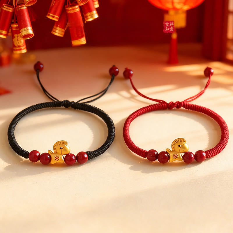 Buddha Stones Year of the Horse 999 Sterling Silver String Cinnabar Beads Braided Luck Bracelet - image 19