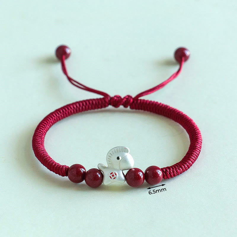 Buddha Stones Year of the Horse 999 Sterling Silver String Cinnabar Beads Braided Luck Bracelet - image 13