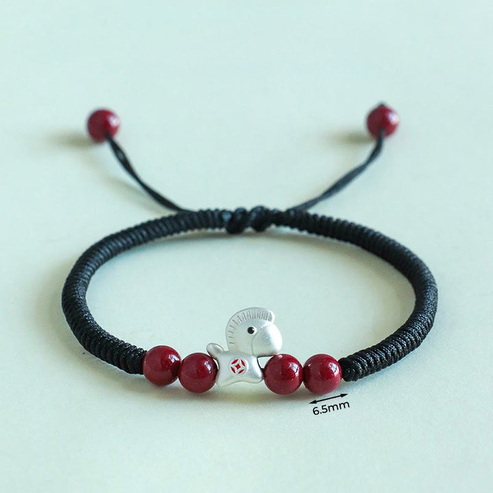 Buddha Stones Year of the Horse 999 Sterling Silver String Cinnabar Beads Braided Luck Bracelet - image 18
