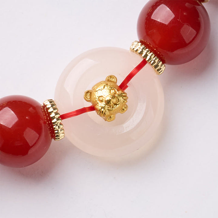 Buddha Stones Chinese Zodiac Year Of The Horse Peace Buckle Red Agate White Chalcedony Confidence Bracelet - image 15