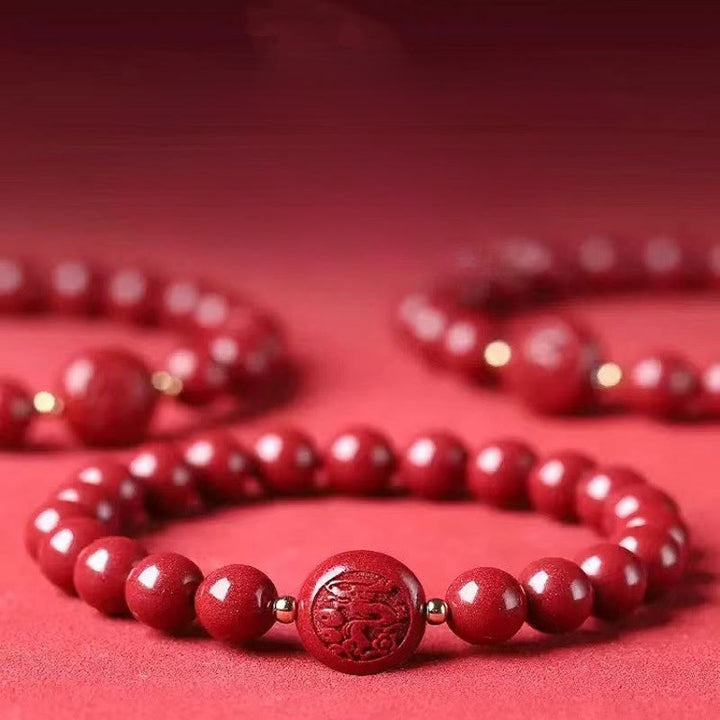 Buddha Stones Chinese Zodiac Year Of The Horse Carved Cinnabar Peaceful Blessing Bracelet - image 39