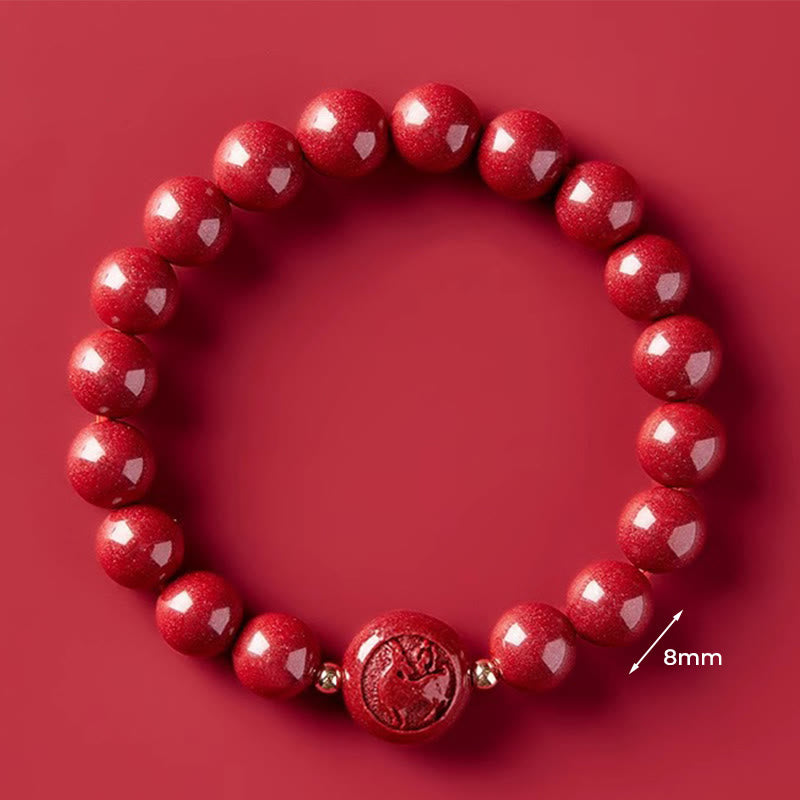 Buddha Stones Chinese Zodiac Year Of The Horse Carved Cinnabar Blessing Bracelet - 8mm Goat - image 29