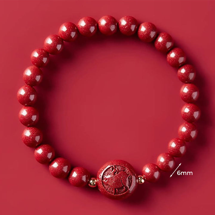 Buddha Stones Chinese Zodiac Year Of The Horse Carved Cinnabar Blessing Bracelet - 6mm Pig - image 21