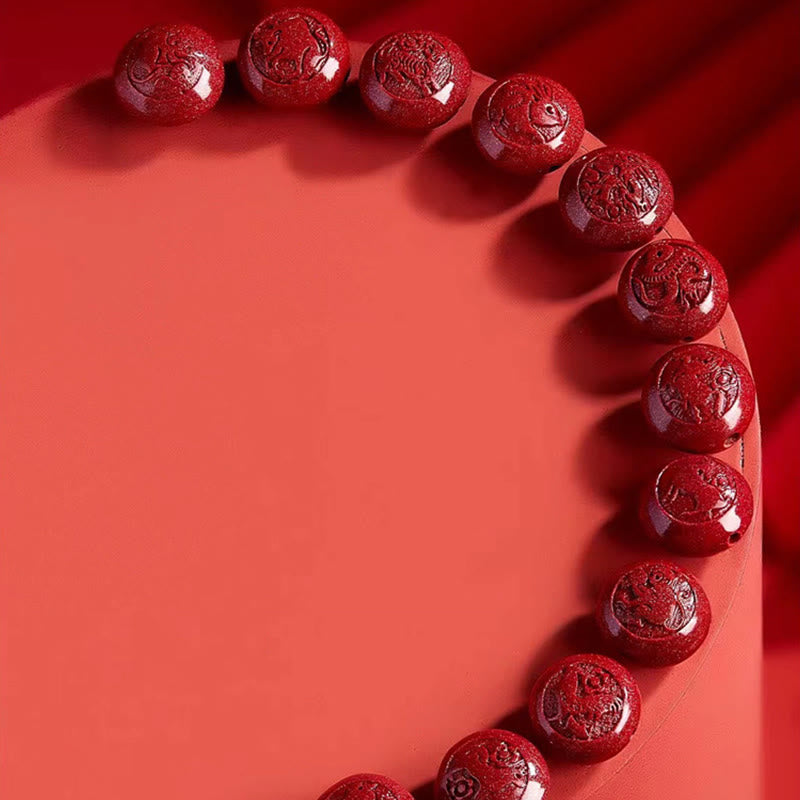 Buddha Stones Chinese Zodiac Year Of The Horse Carved Cinnabar Peaceful Blessing Bracelet - image 40