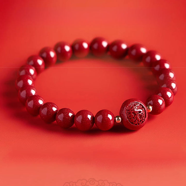 Buddha Stones Chinese Zodiac Year Of The Horse Carved Cinnabar Blessing Bracelet - image 14