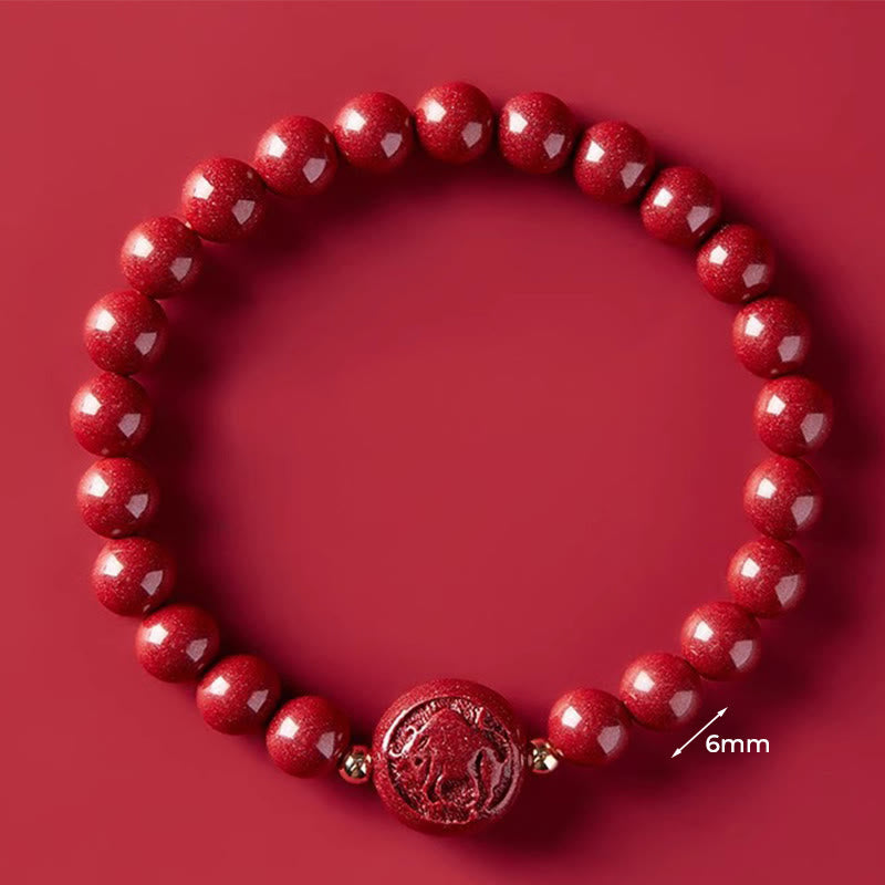 Buddha Stones Chinese Zodiac Year Of The Horse Carved Cinnabar Blessing Bracelet - 6mm Ox - image 9