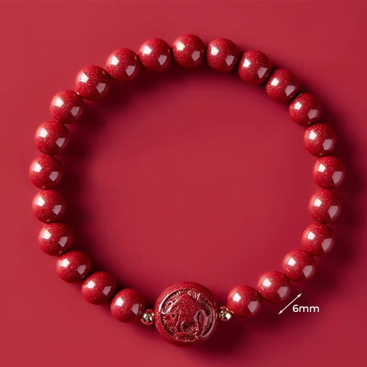 Buddha Stones Chinese Zodiac Year Of The Horse Carved Cinnabar Blessing Bracelet - 6mm Ox - image 9
