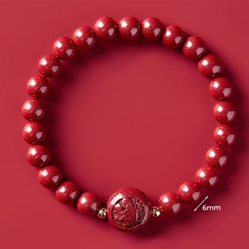 Buddha Stones Chinese Zodiac Year Of The Horse Carved Cinnabar Blessing Bracelet - 6mm Monkey - image 18