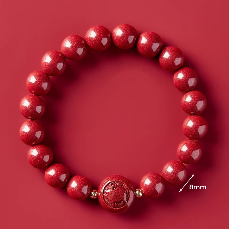 Buddha Stones Chinese Zodiac Year Of The Horse Carved Cinnabar Blessing Bracelet - 8mm Pig - image 33