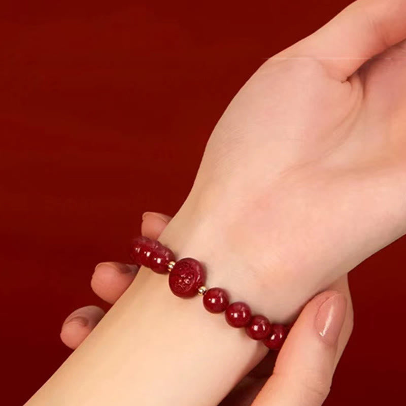 Buddha Stones Chinese Zodiac Year Of The Horse Carved Cinnabar Blessing Bracelet - image 37
