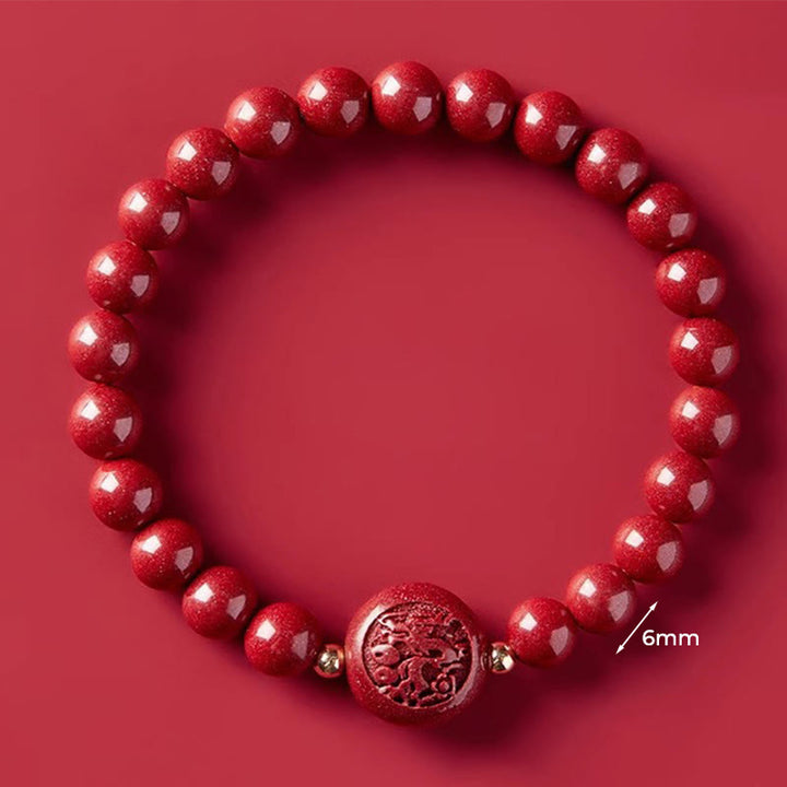 Buddha Stones Chinese Zodiac Year Of The Horse Carved Cinnabar Blessing Bracelet - 6mm Dragon - image 13
