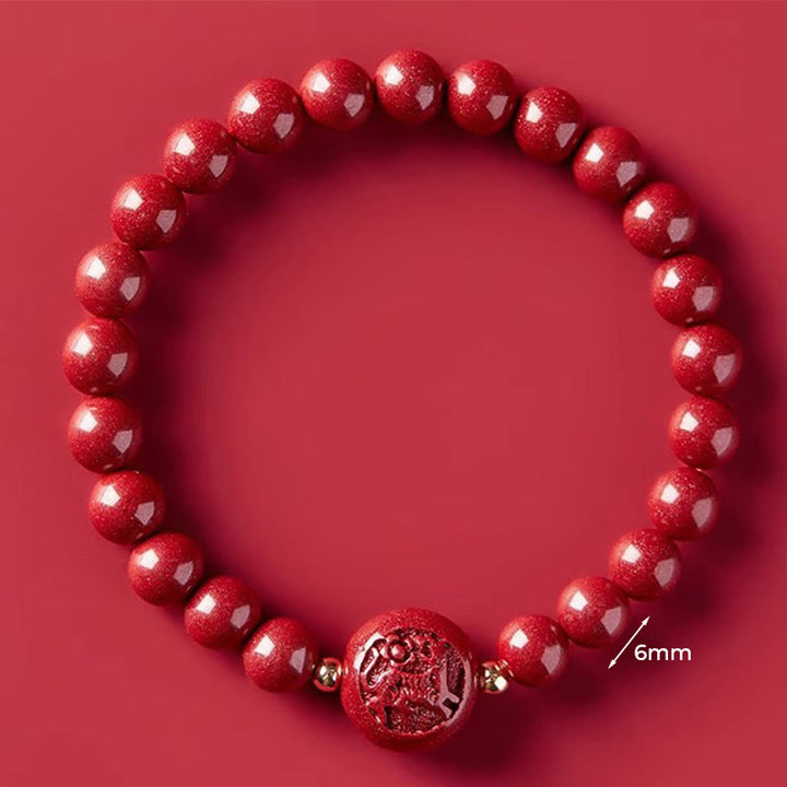 Buddha Stones Chinese Zodiac Year Of The Horse Carved Cinnabar Blessing Bracelet - 6mm Tiger - image 10