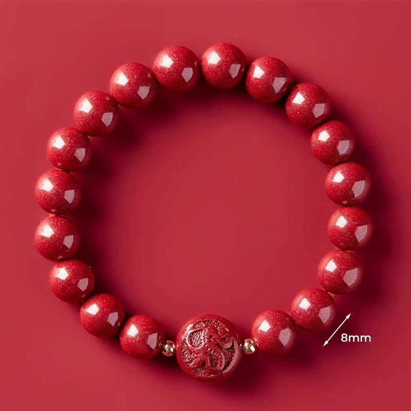 Buddha Stones Chinese Zodiac Year Of The Horse Carved Cinnabar Blessing Bracelet - 8mm Snake - image 27
