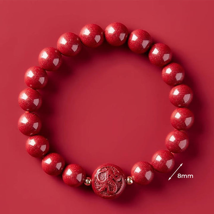 Buddha Stones Chinese Zodiac Year Of The Horse Carved Cinnabar Blessing Bracelet - 8mm Snake - image 27