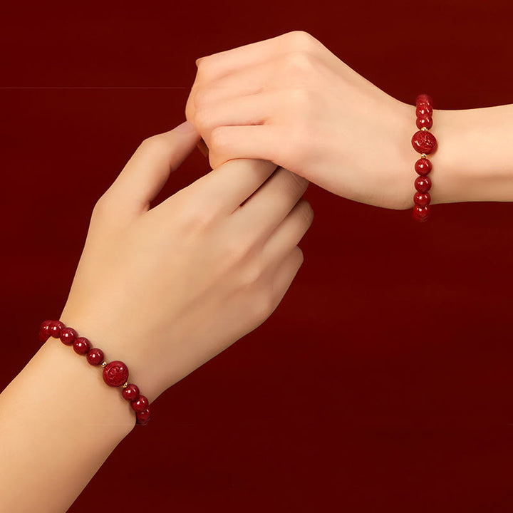 Buddha Stones Chinese Zodiac Year Of The Horse Carved Cinnabar Peaceful Blessing Bracelet - image 44