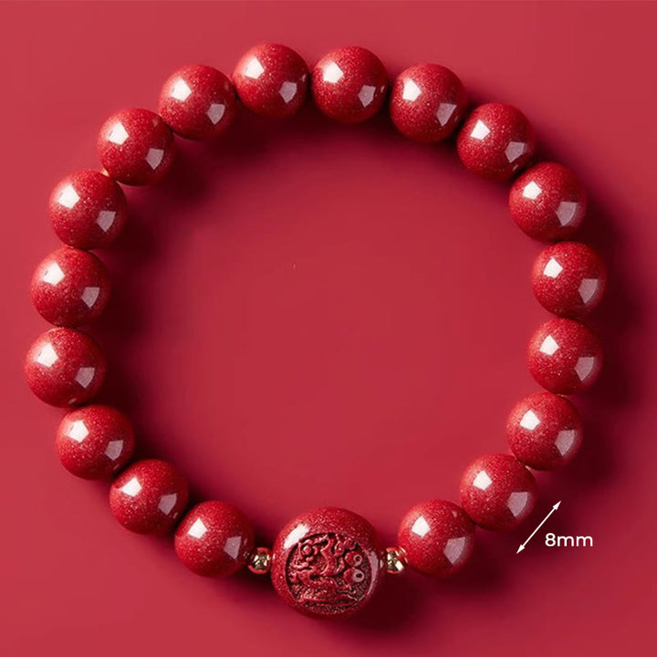 Buddha Stones Chinese Zodiac Year Of The Horse Carved Cinnabar Blessing Bracelet - 8mm Dragon - image 26
