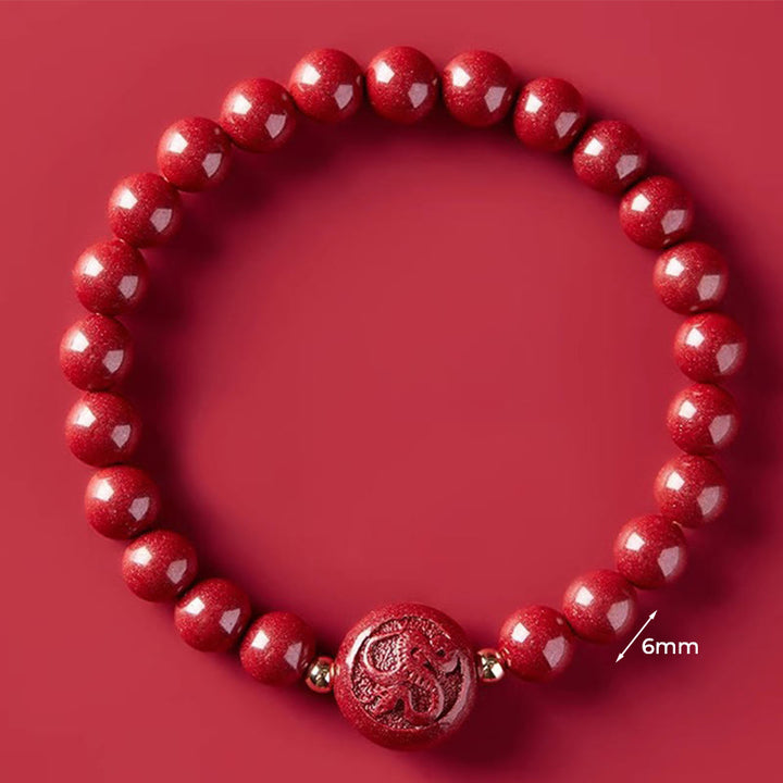 Buddha Stones Chinese Zodiac Year Of The Horse Carved Cinnabar Peaceful Blessing Bracelet - 6mm Snake - image 22
