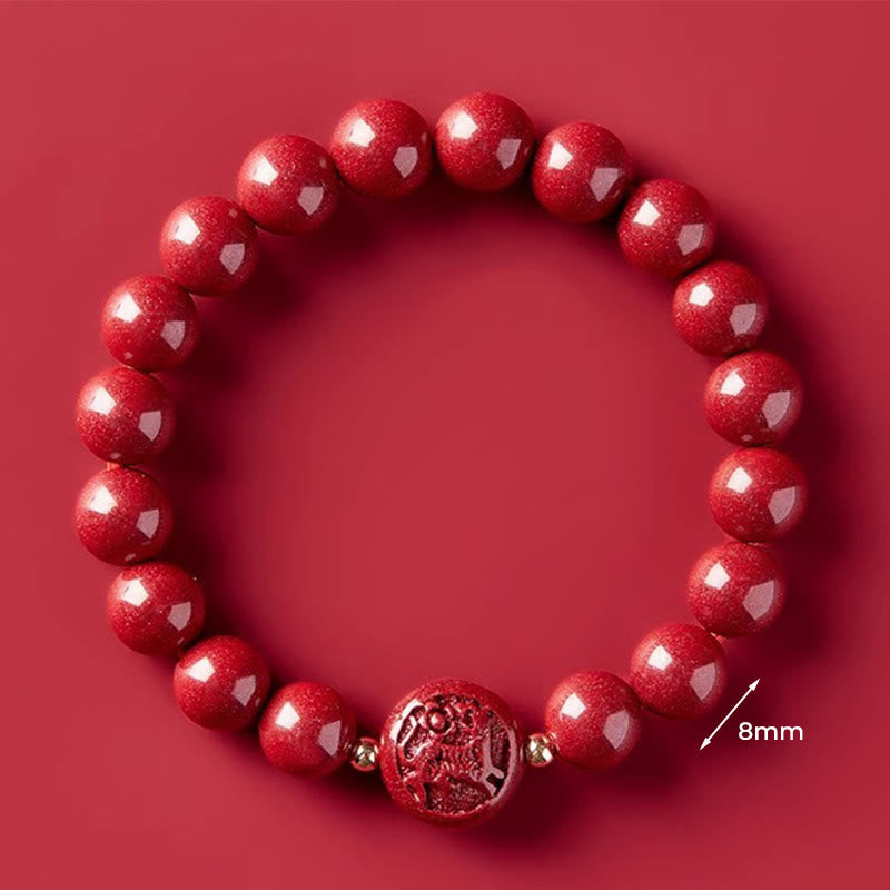 Buddha Stones Chinese Zodiac Year Of The Horse Carved Cinnabar Blessing Bracelet - 8mm Tiger - image 24