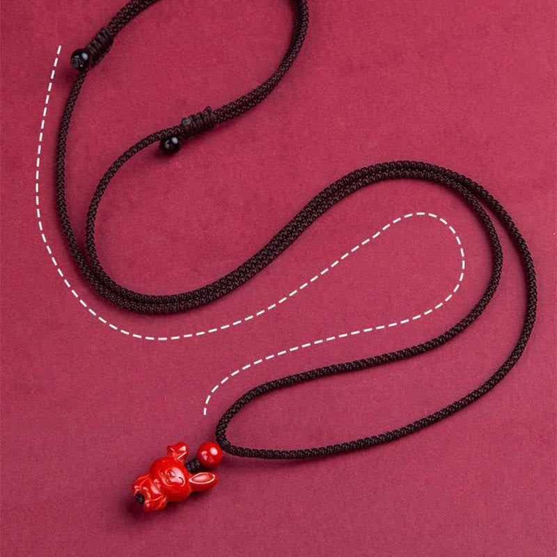 Buddha Stones Year Of The Horse Chinese Zodiac Engraved Design Cinnabar Blessing Rope Necklace Pendants - image 17