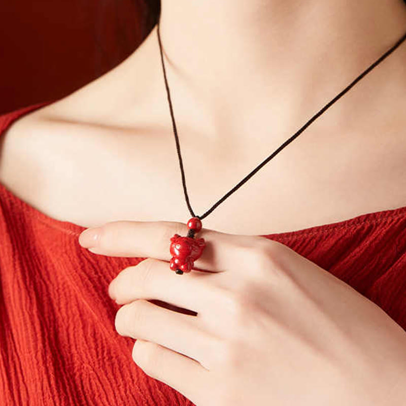 Buddha Stones Year Of The Horse Chinese Zodiac Engraved Design Cinnabar Blessing Rope Necklace Pendants - image 27
