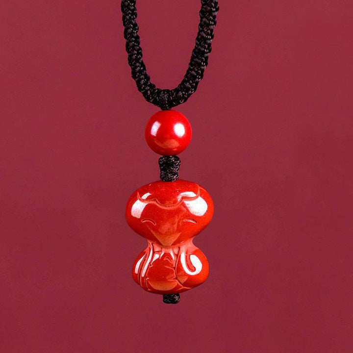 Buddha Stones Year Of The Horse Chinese Zodiac Engraved Design Cinnabar Blessing Rope Necklace Pendants - Snake - image 28