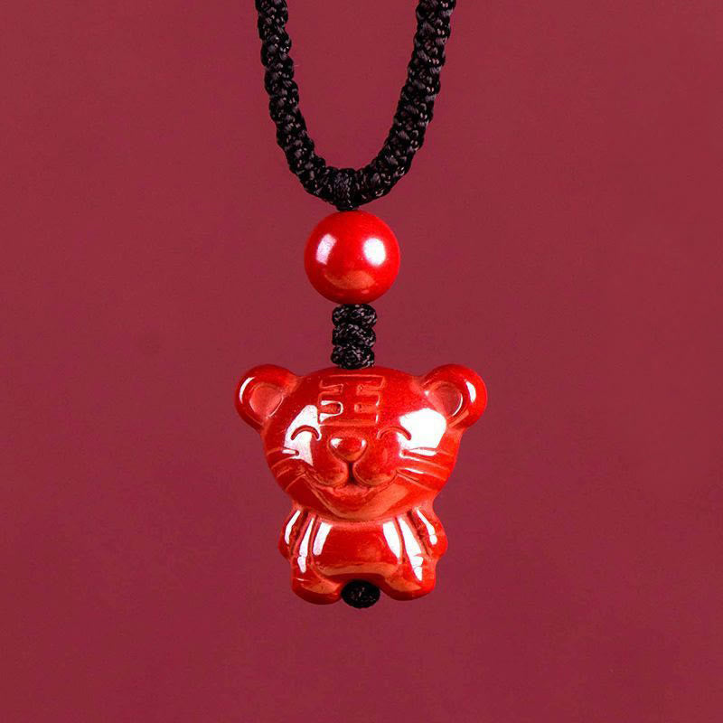 Buddha Stones Year Of The Horse Chinese Zodiac Engraved Design Cinnabar Blessing Rope Necklace Pendants - Tiger - image 10