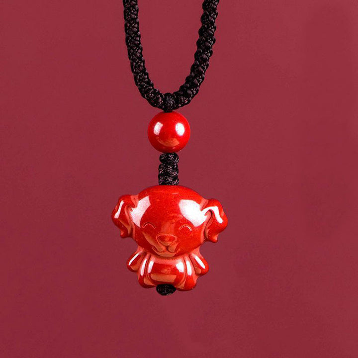 Buddha Stones Year Of The Horse Chinese Zodiac Engraved Design Cinnabar Blessing Rope Necklace Pendants - Dog - image 36