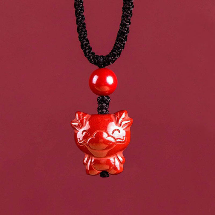 Buddha Stones Year Of The Horse Chinese Zodiac Engraved Design Cinnabar Blessing Rope Necklace Pendants - Dragon - image 20