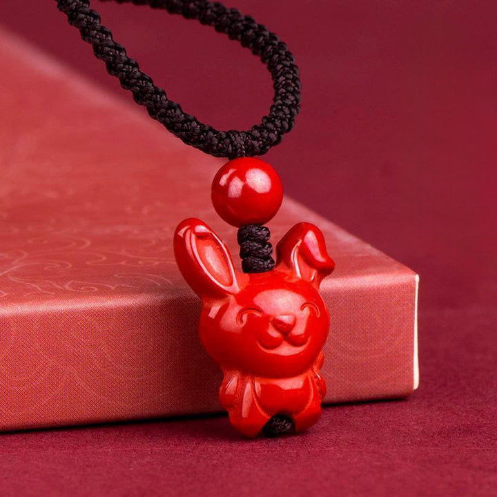 Buddha Stones Year Of The Horse Chinese Zodiac Engraved Design Cinnabar Blessing Rope Necklace Pendants - image 14